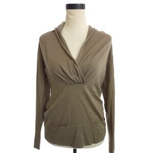 Banana Republic Crossover Drape Olive Brown Wool Sweater Top S